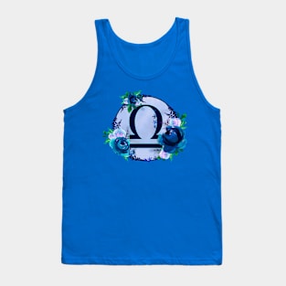 Libra Zodiac Horoscope Blue Floral Monogram Tank Top